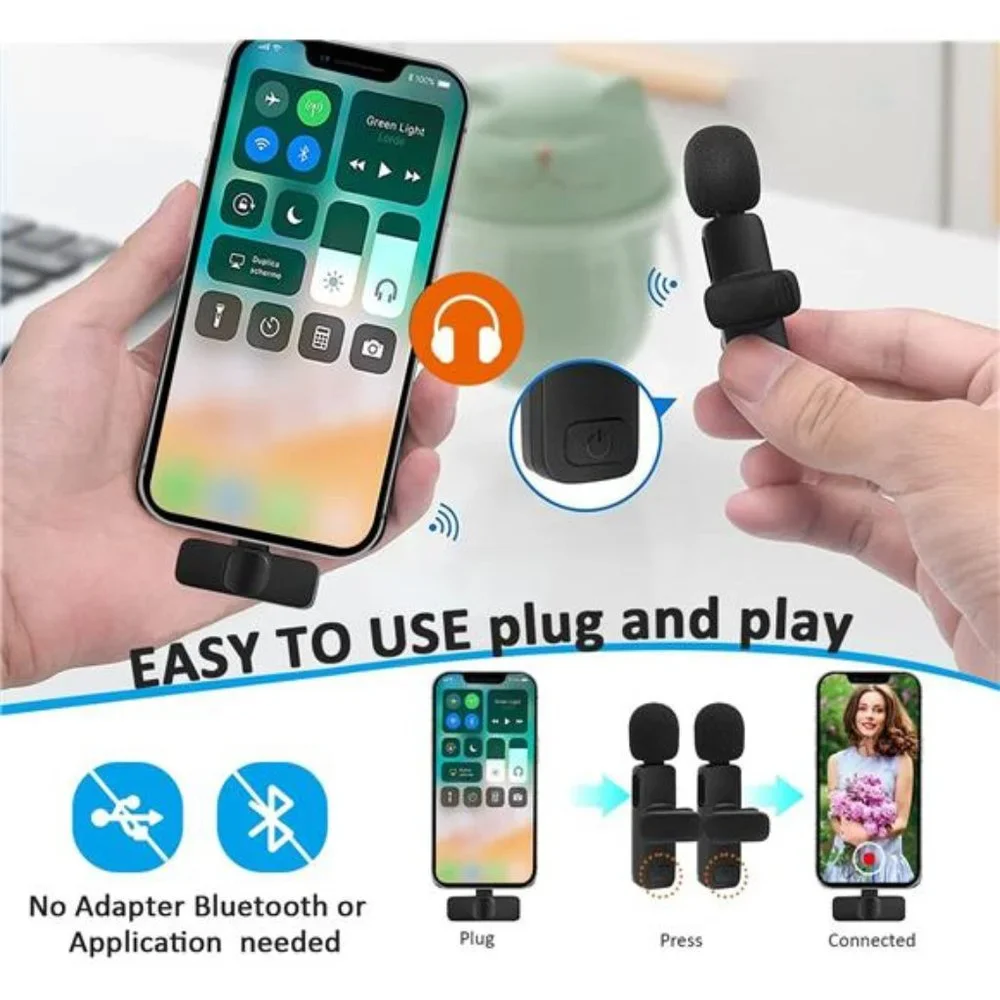 Professional Wireless Lavalier Lapel Microphone for iPhone, iPad - Cordless Mic